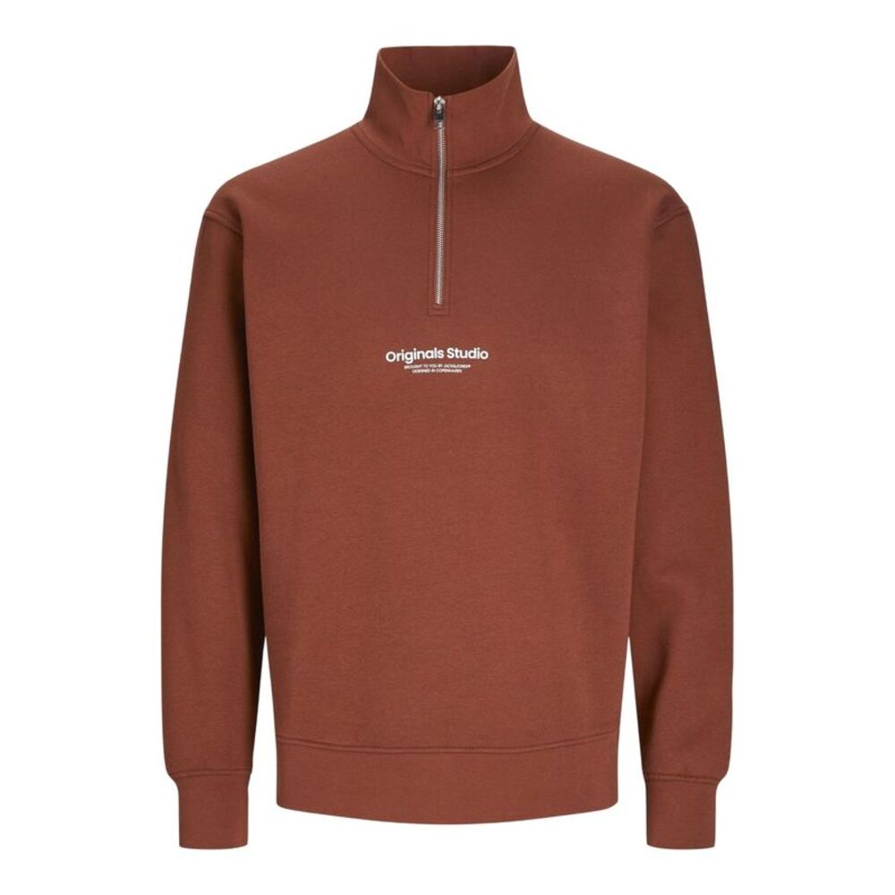 Jack And Jones Mens Originals Studio Half Zip Sweatshirt / Brandy